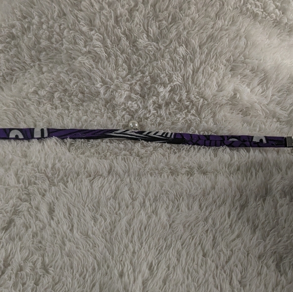 Upcycled Hand Crafted Matching Choker and Belt Set. Purple/White/Black. - Picture 4 of 11